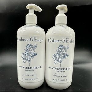 2 Crabtree & Evelyn Nantucket Briar Scented Body Lotions 16.9oz Pump Bottles New